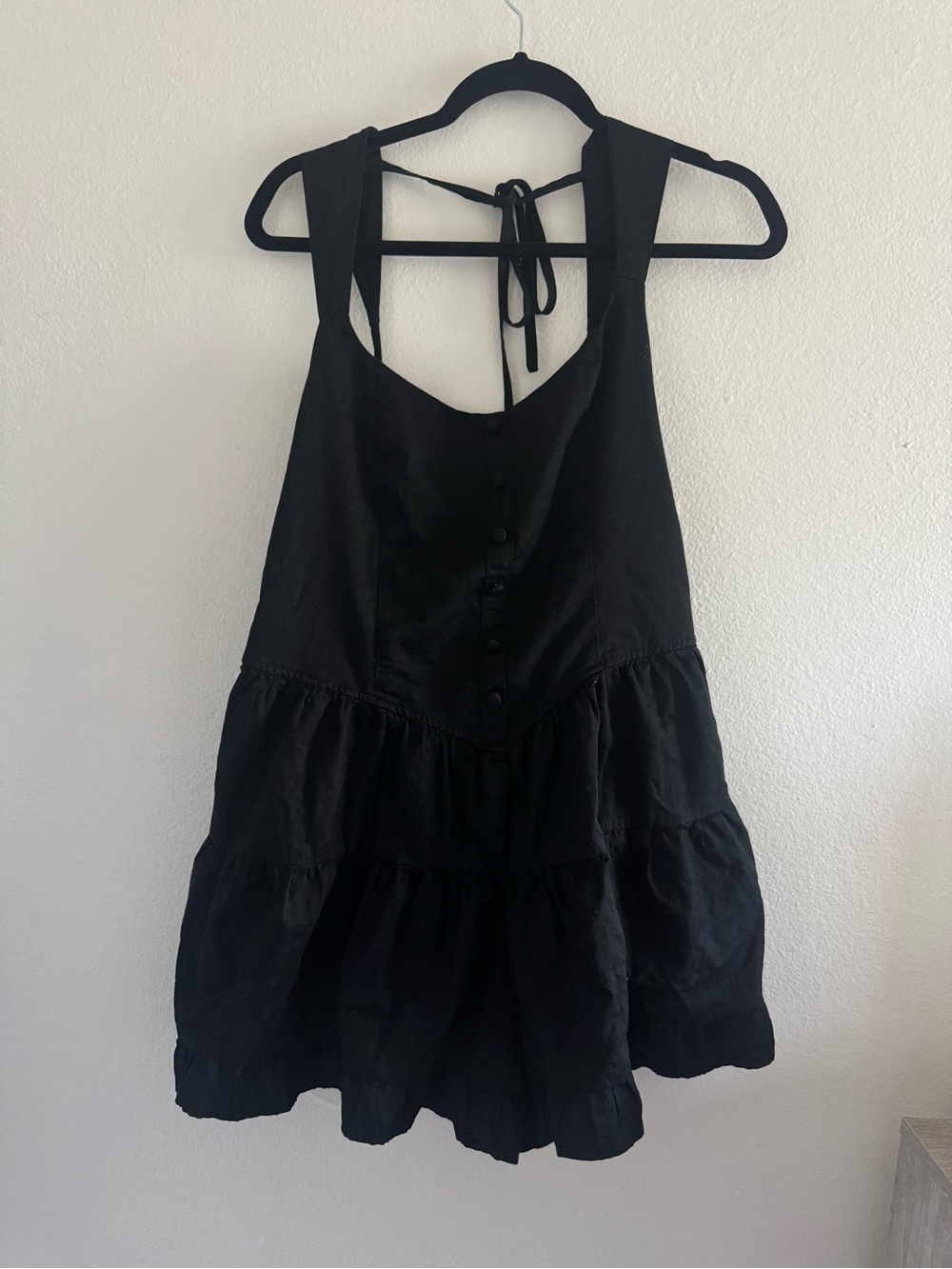 wild fable Black Tiered Romper with Tie-Back